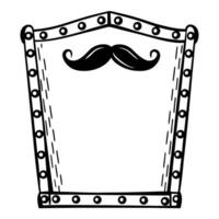 vintage mustache emblem, blank shield border classic retro design for customization and creativity vector