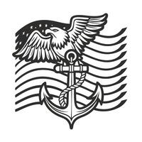 eagle perched on anchor with american flag background patriotic symbol of strength, freedom, and naval heritage vector