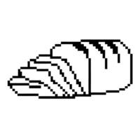 Pixelated loaf, sliced bread retro digital icon, black and white, minimalist design vector