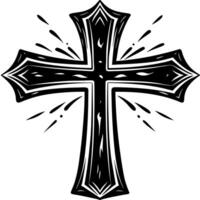 Vintage Ornamental Cross Design with Decorative Graphic Elements for Spiritual Themes vector