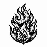 Intricate Monochrome Flame Illustration with Bold Line Art and Abstract Fire Elements vector