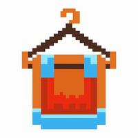 Pixel art towel retro hanging design with orange, blue, red blocks on hanger vector