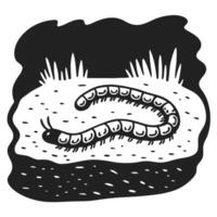 centipede in soil monochrome design, segmented insect nature and wildlife depiction vector