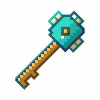 Pixel Art Medieval Key Icon Retro Game Item, Digital Illustration vector