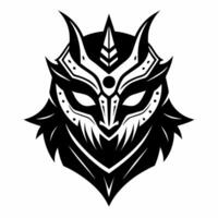 Abstract Tribal Mask Design with Symmetrical Patterns and Horns vector