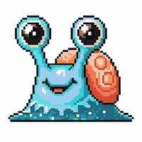 Pixel art snail with big eyes and playful smile vector