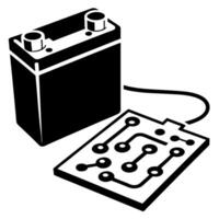 Battery with circuit board illustration power source technology and electronics concept vector
