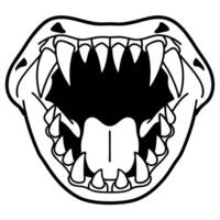 Open animal mouth with sharp exposed teeth and fangs aggressive wild predator jaw illustration, ferocity concept vector