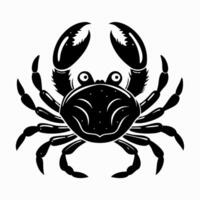 Black Silhouette of Crab with Claws Marine Life Illustration vector