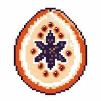 pixel art exotic fruit slice with vibrant seeds, digital illustration of a colorful tropical delicacy vector