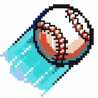 Pixelated baseball in motion with dynamic speed effect vector