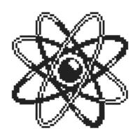atomic structure icon pixel art of an atom, illustration of science, physics, and chemistry symbol vector
