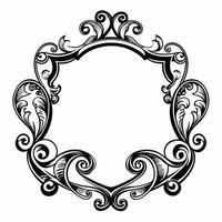 Elegant Ornate Circular Frame with Intricate Floral Designs for Decorative Projects vector