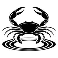 stylized crab design in monochrome ornamental crustacean artwork on reflective water surface vector