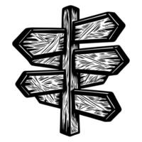 Wooden directional signpost illustration with multiple arrows pointing in different directions vector