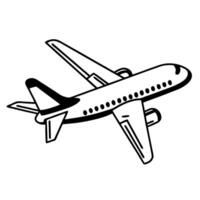 Stylized airplane illustration air travel and flying concept with simple black and white design vector