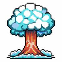 pixel art winter tree snow covered branches, brown trunk, retro game style, digital illustration vector