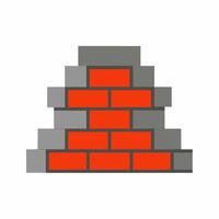 Red and Gray Brick Wall Icon Illustration Symbol of Construction, Building, and Architecture vector