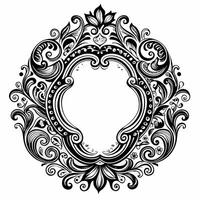 Ornate Floral Frame Design with Intricate Vintage Patterns in Black and White vector