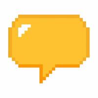 Pixelated Yellow Speech Bubble Icon Retro Communication Design Element vector