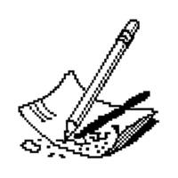 retro pixel art of pencil and paper nostalgic vintage illustration, digital creativity and sketching theme vector