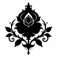A black and white flower design with a rose in the center vector