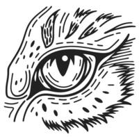 Detailed hawk eye sketch in black and white fierce bird of prey design, sharp feathers, intense animal gaze illustration vector