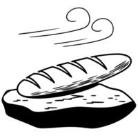 illustrated bread loaf on rock with wind lines sketchy simple outline theme vector