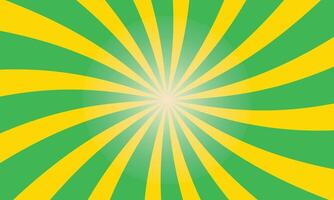 Green and Yellow Radial Burst Background. Vibrant Retro Sunburst Pattern, Colorful Abstract Sunray Design, Eye Catching Backdrop for Posters, Flyers, or Comic Themed Graphics vector