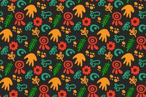 Expressive Juneteenth seamless pattern. Artistic brushstrokes and symbols in red, green, yellow. Ideal for cultural events, posters, and web design. Dynamic, commemorative feel vector