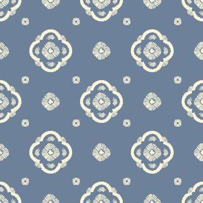 Luxury textile-inspired damask with ikat aesthetics.