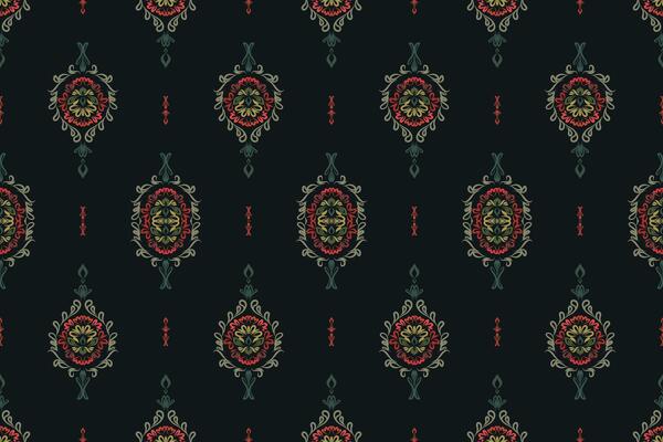 Traditional ikat elements blended into a modern damask design.