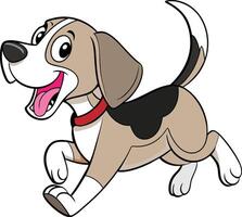 A happy cartoon-style Beagle dog running playfully with its tongue out and ears flapping vector