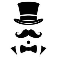 A mustache and top hat with a bow tie vector