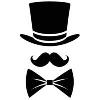 A black and white illustration of a man with a top hat and mustache vector
