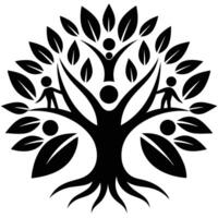 A black and white family tree with people in it vector