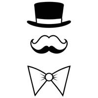 A mustache and bow tie with a top hat vector