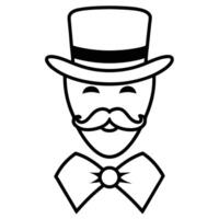 A man with a mustache and hat in a top hat vector
