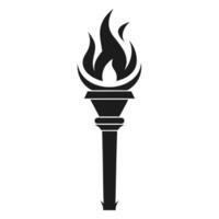 A black and white torch with flames on it vector
