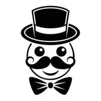 A smiley face with a mustache and top hat vector
