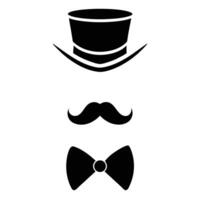 A hat and mustache with a bow tie vector