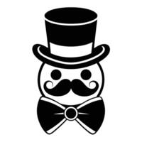 A black and white snowman with a top hat and mustache vector