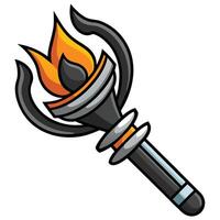 A cartoon flame torch with a black handle vector
