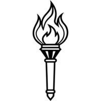 A torch with a flame on it vector