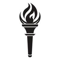 A black and white image of a torch with flames vector