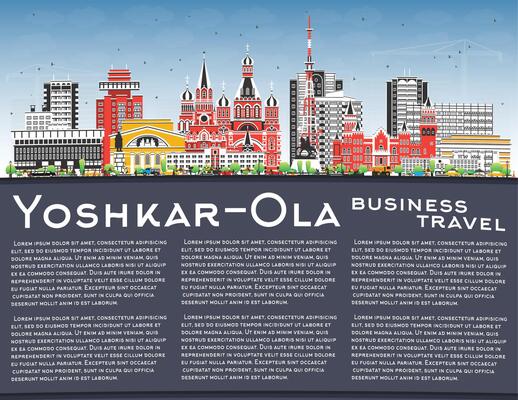 Yoshkar Ola Russia city skyline with color buildings, blue sky and copy space. Yoshkar Ola cityscape with landmarks. Business travel and tourism concept with modern and historic architecture.