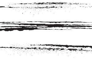 Abstract horizontal ink splatter strokes in black on white background. Ideal for grunge textures, digital art, and print design needing edgy and minimal distressed elements. vector