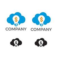 Bulb Cloud Earning logo design vector