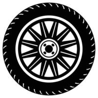 Tire Mounted on Rim Simple Flat Silhouette Illustration vector