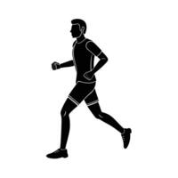 Jogger Walking to Cool Down Simple Flat Silhouette vector